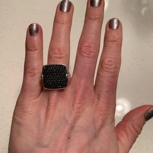John Hardy Sterling Silver Black Pave Ring